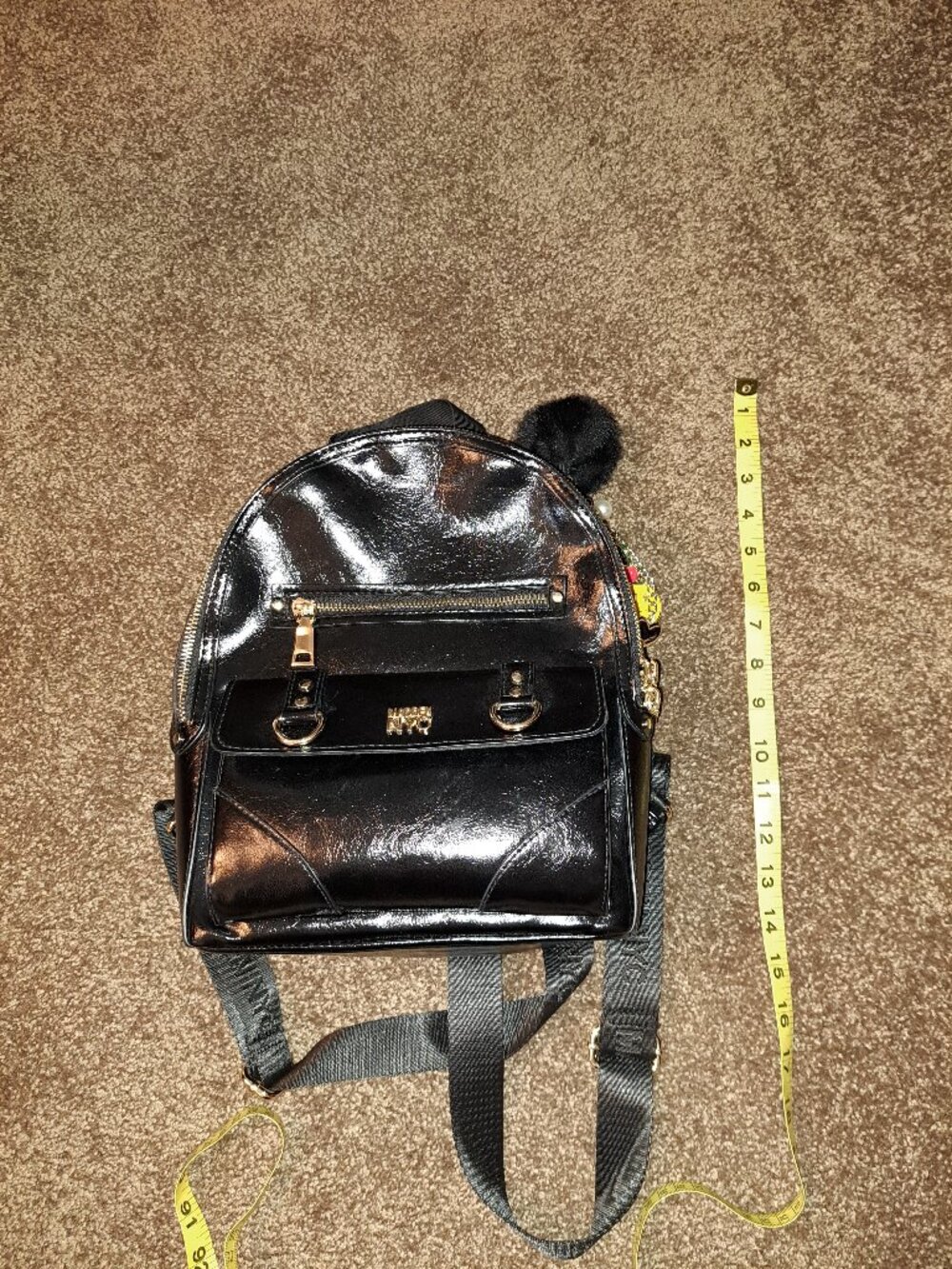 Madden NYC Women's Faux Leather Dome Ring Backpack,Purse &Keychain-Key Charm - Picture 8 of 10
